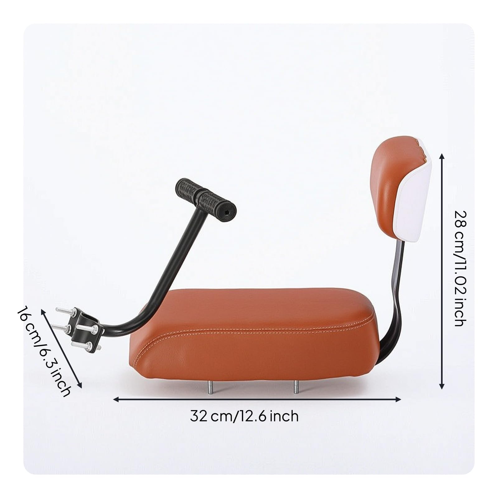 Seggiolino Bici Bambini Sella Imbottita, Marrone, Cuscino Con Schienale + Bracciolo