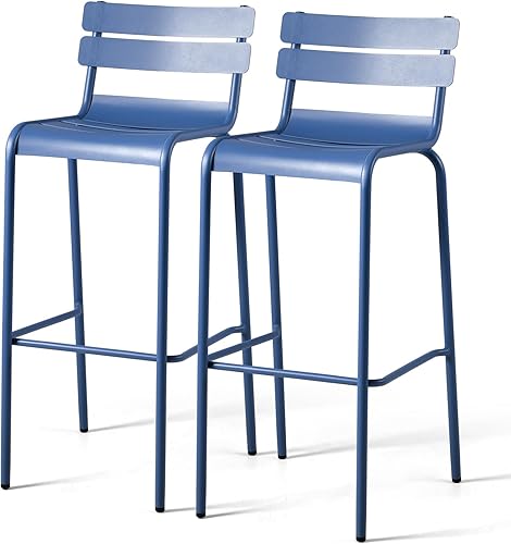 Taburetes de bar de metal con respaldo, sillas de patio extra altas, silla de café moderna para cocina interior y exterior, taburete de comedor de