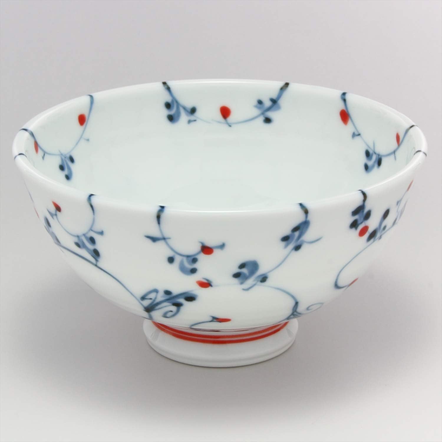 Hasami Ware Rice Bowl, Small, Dot Arabesque Red