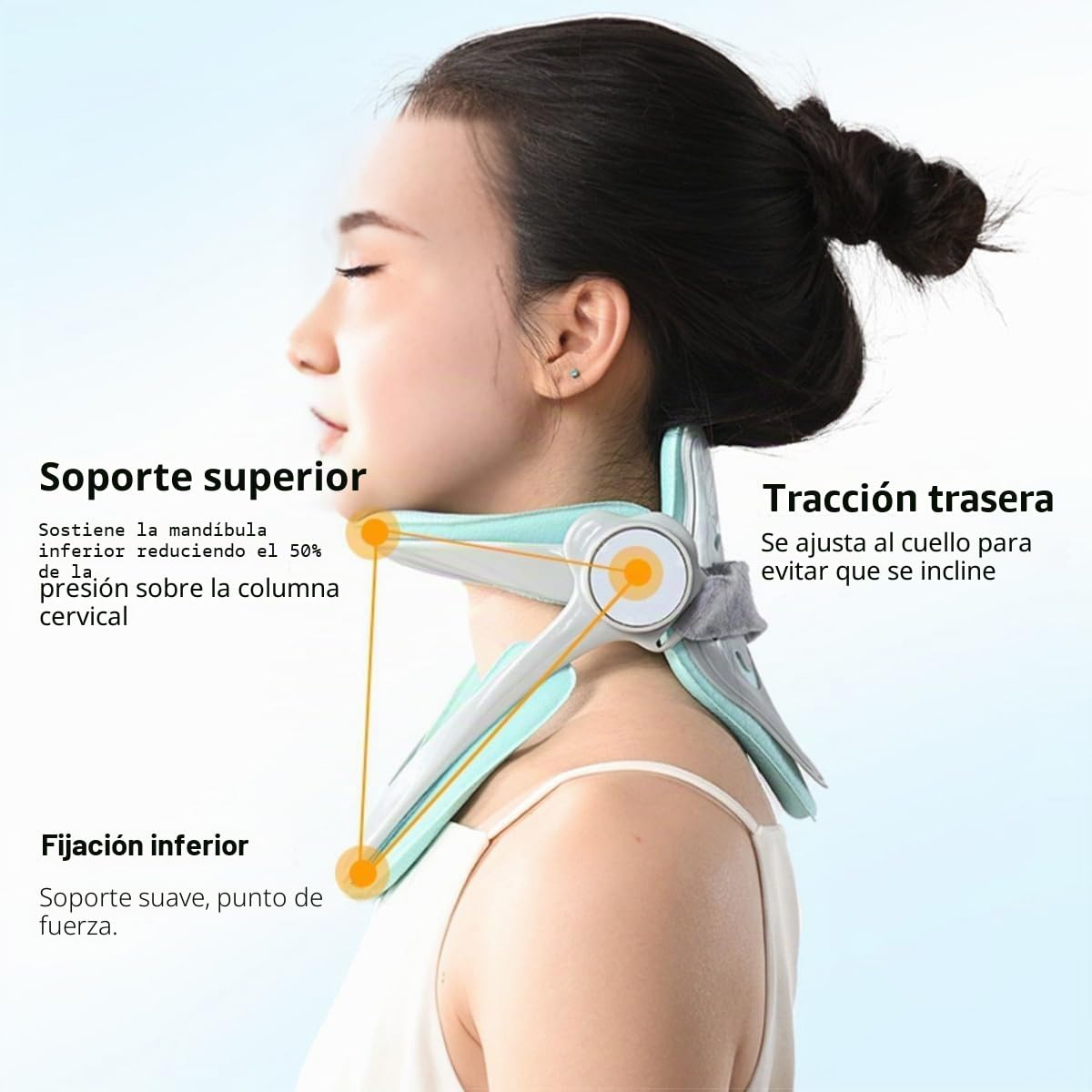 Soporte de cuello ajustable, dispositivo de tracción de cuello cervical para dolor de cuello y apoyo, protector de estiramiento de cuello, corrector de postura de cabeza hacia adelante, para