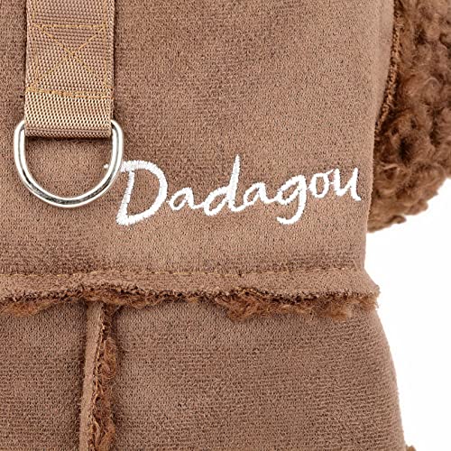 SMALLLEE_LUCKY_STORE Haustier-Wildlederjacke Fleece gefüttert, Wintermantel mit D-Ring für kleine Hunde Katzen Welpen, Chihuahua Yorkie warme Kleidung für kaltes Wetter, Braun, S