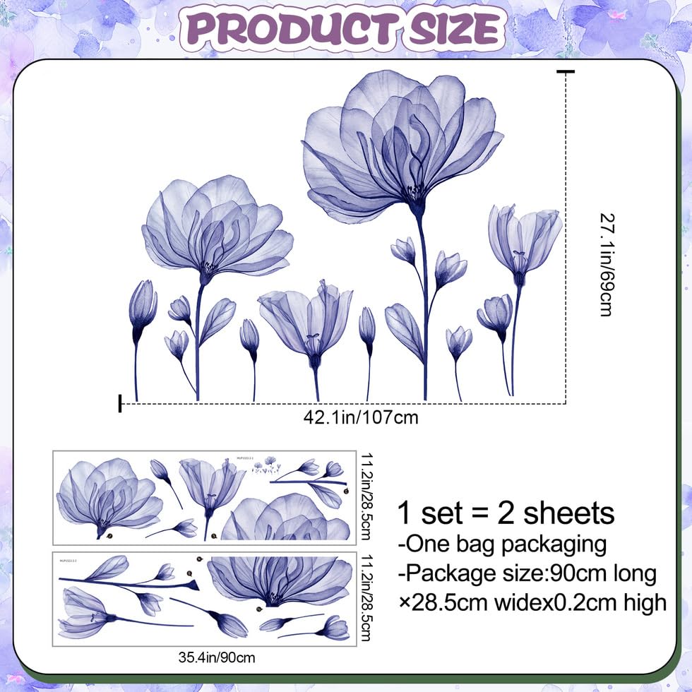 Vinilos decorativos flores de lirio acuarela 12x36 pulg miniatura 2