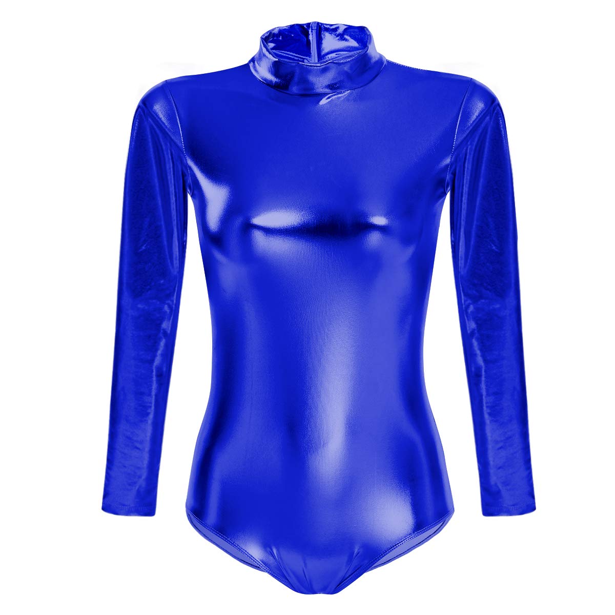 Collant Odizli Metálico Manga Longa | Balé Dança Ginástica | Azul Royal