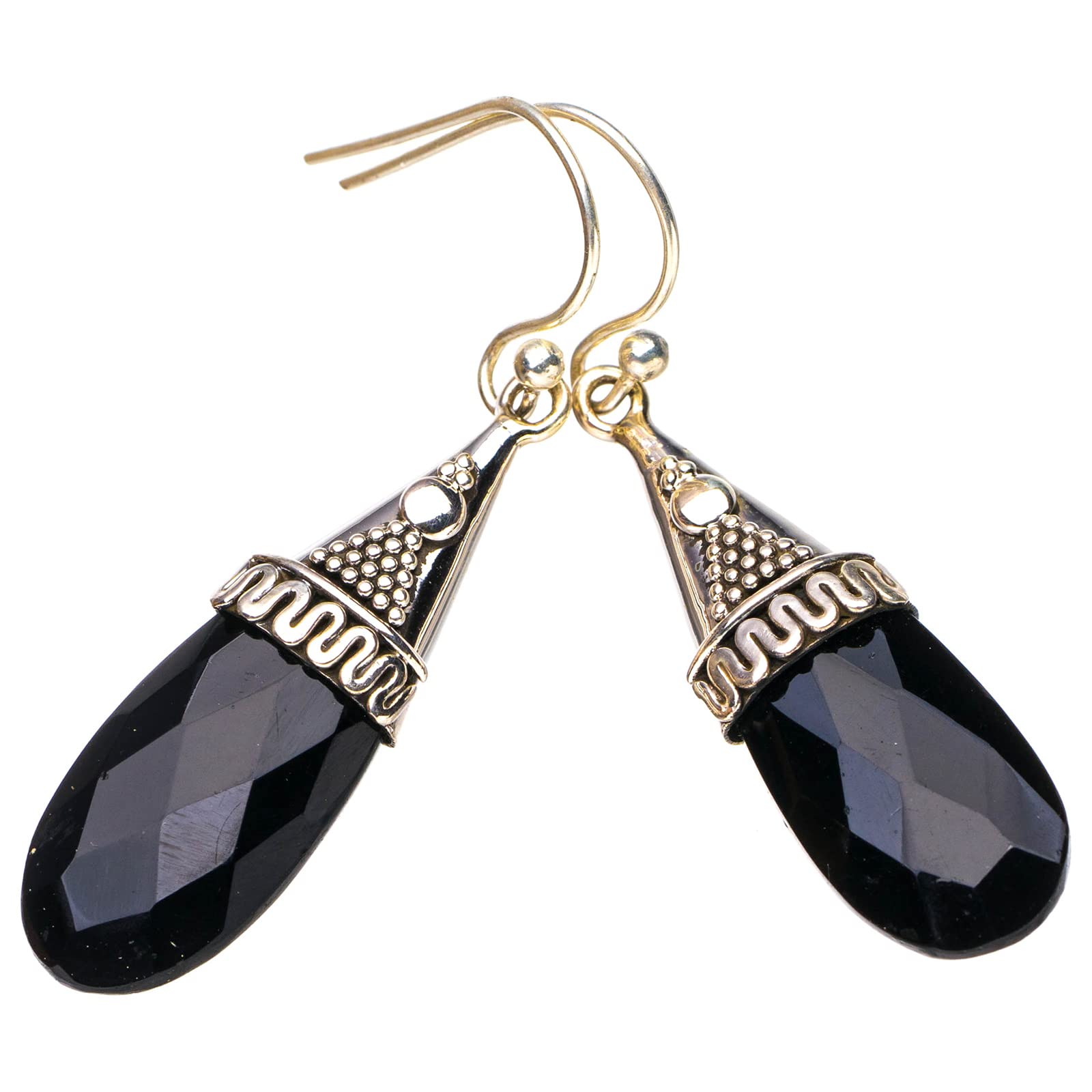Boucles d'oreilles onyx noir argent 925 hypoallergéniques légères 4.45cm - 7