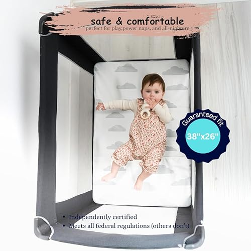 Miniatura 5 de Pack and Play - Cubrecolchón para (38 x 26 x 1.5 pulgadas), almohadilla para corralito, colchón de corral para empacar y jugar, cubrecolchón Pack N