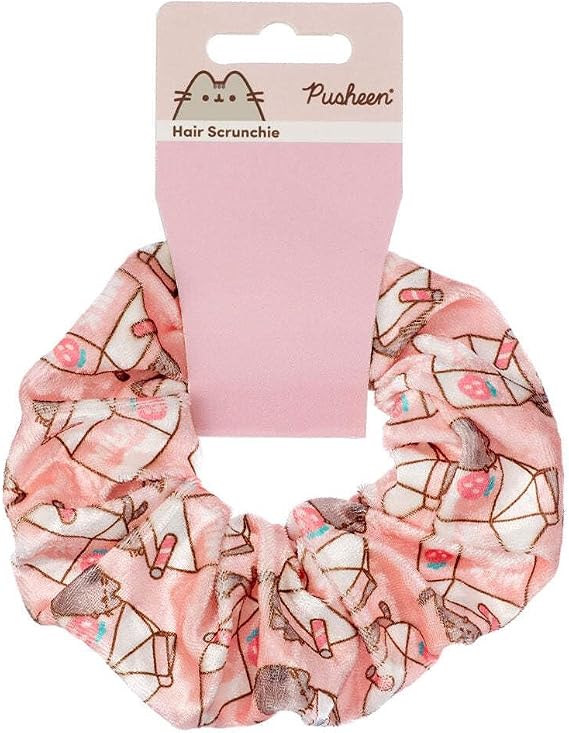 Pusheen the Cat Pink Strawberry Milk Carton Hair Scrunchie