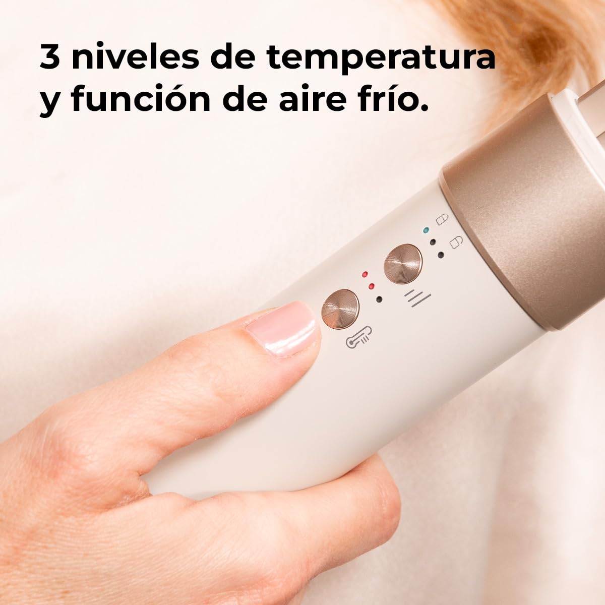 Cecotec Cepillo de Aire Secador Moldeador Alisador Multifunción 8 Cabezales CeramicCare AirGlam Champagne. 1400W, Tecnología Coanda, 3 Velocidades, 3 Temperaturas, Control Inteligente Calor, 110000rpm — view 8