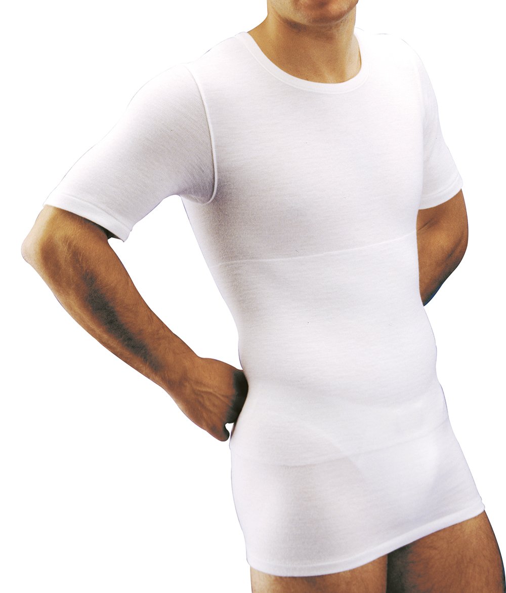 MANIFATTURA BERNINA Form 1005 (Taglia 4 Bianco) - Maglietta Termica Mezza Manica Intimo Uomo Lana e Cotone Fascia Vita incorporata