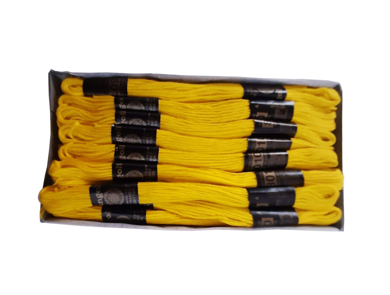 Dhruv Crafts Embroidery Cotton Floss Skeins for Cross Stitch Threads, Bracelet Yarn, Craft Floss, Embroidery Floss Set (Yellow, 20)