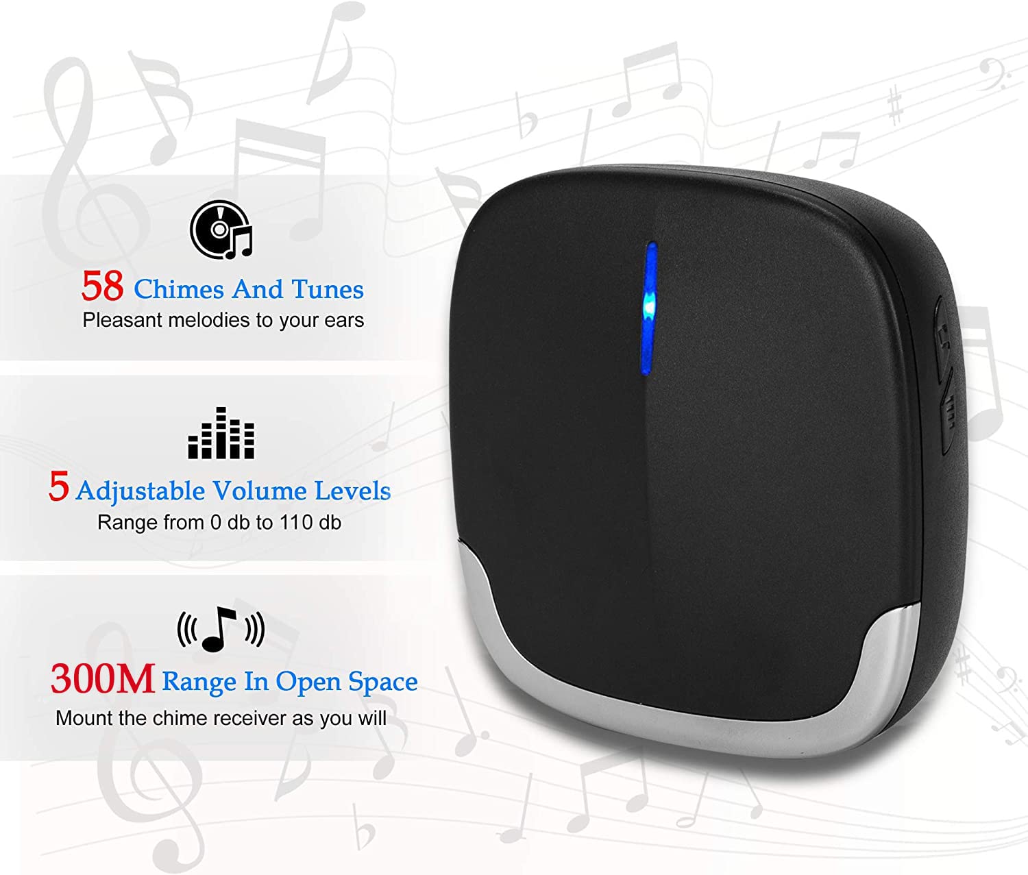 Campanello Wireless YYQ Con 2 Ricevitori - Impermeabile IP44, 58 Suonerie, Portata 300m, Per Casa E Negozio - Foto 8