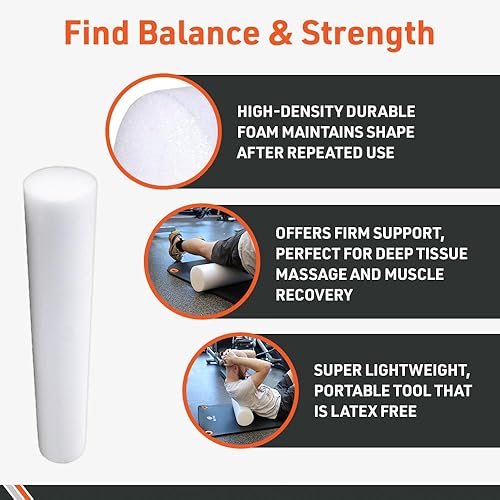 Miniatura 2 de Body Sport Rodillo de espuma, redondo completo de 36 x 6 pulgadas, ligero y duradero para flexibilidad, fortalecimiento y rehabilitación, alta