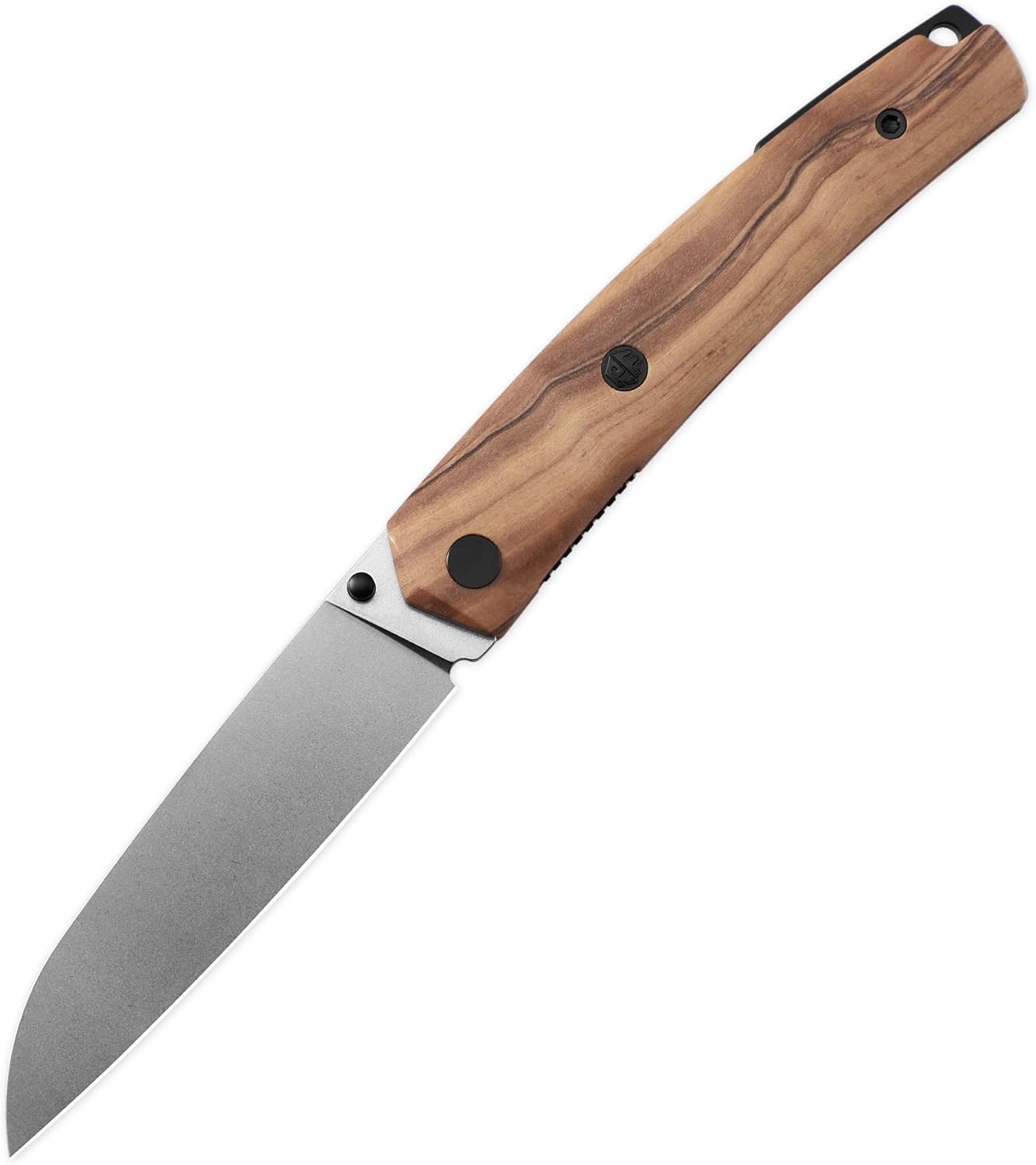 Petrified fish PF719 Folding Knife,3.38" 14C28N Steel Stonewashed Blade, Olivewood Handle Thumb Stud Liner lock Pocket knife (Olivewood Stonewashed)