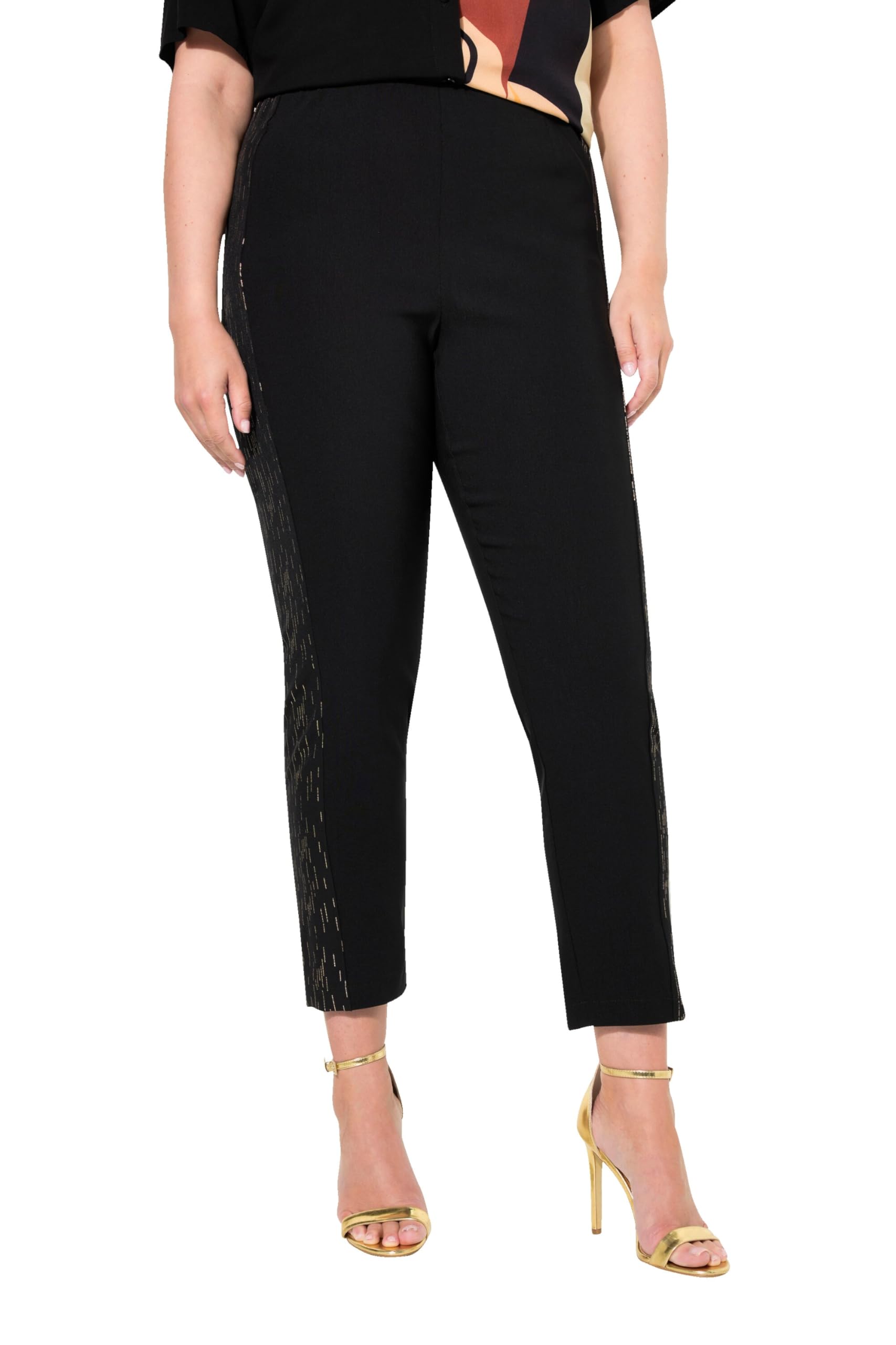 MIAMODA Damen große Größen Übergrößen Plus Size Bengalin-Hose, elastischer Slim Fit, Metallic-Druck 834011