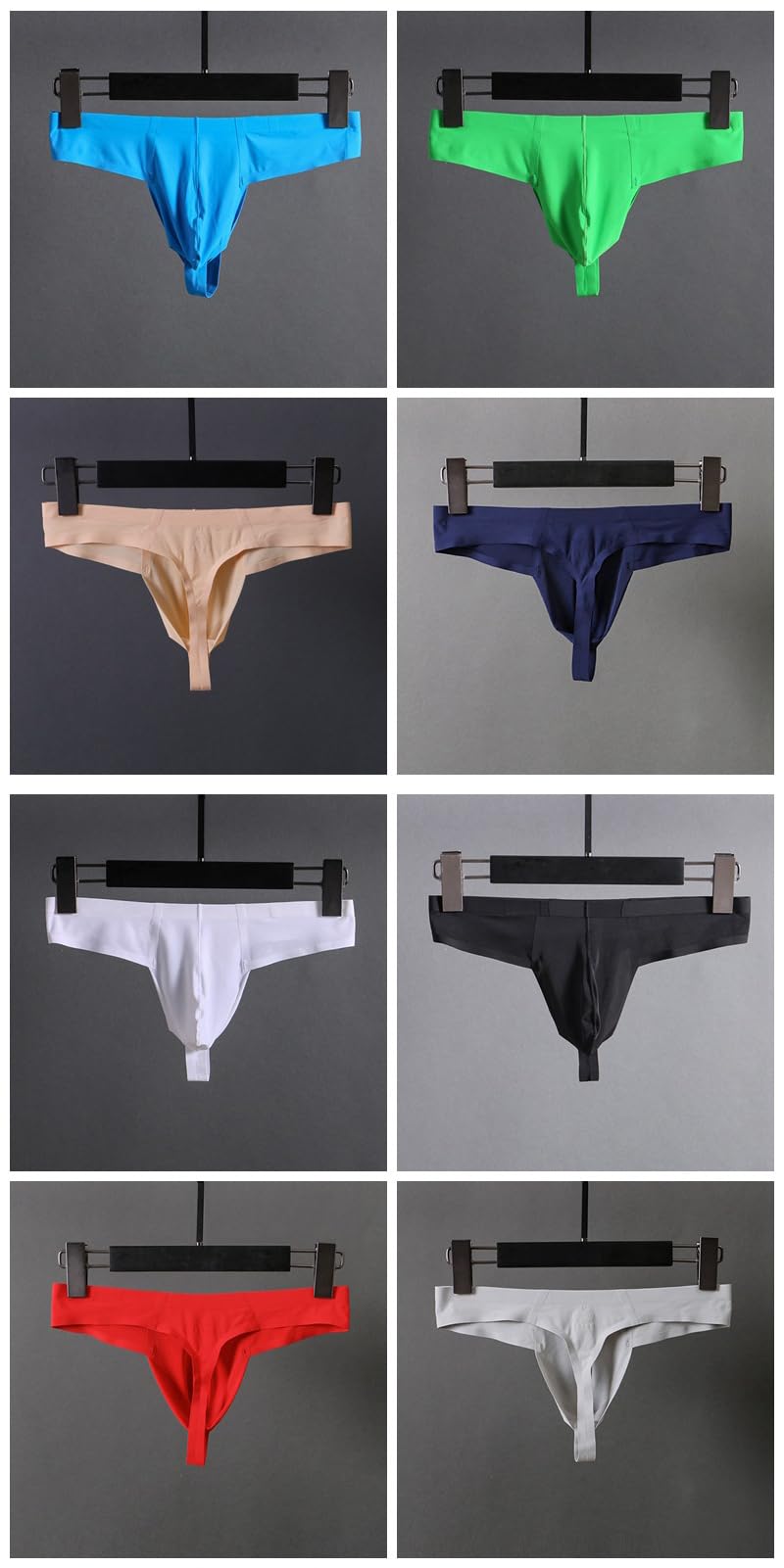 Tanga ultrafina sin costuras de seda de hielo para hombre, sexy, con bolsillos en U, parte trasera en T, bikini de talle bajo