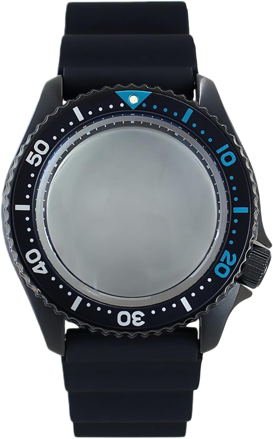 42.5mm Classic Diver Watch Case with Aluminium Bezel Insert + Silicone Strap Fits NH34 NH35 NH36 NH38 Movement, Watch Modification Parts for Seiko