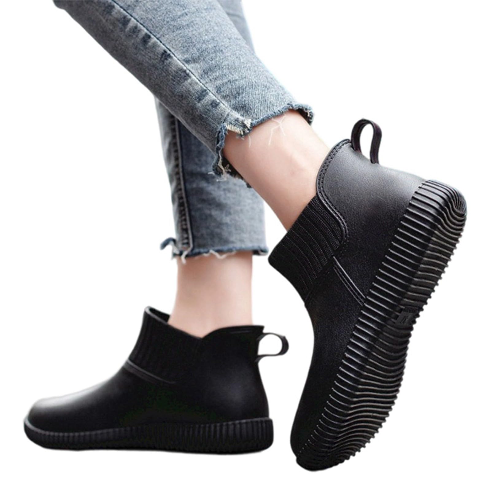 Gummistiefel Damen Halbhoch Für Garten - Transparent Regenschuhe Sommer wasserdichte Weit Regenstiefel Gummistiefel Halbhoch Leicht rutschfest Gartenschuhe Reitstiefel Bequem Mit Absatz Stiefeletten