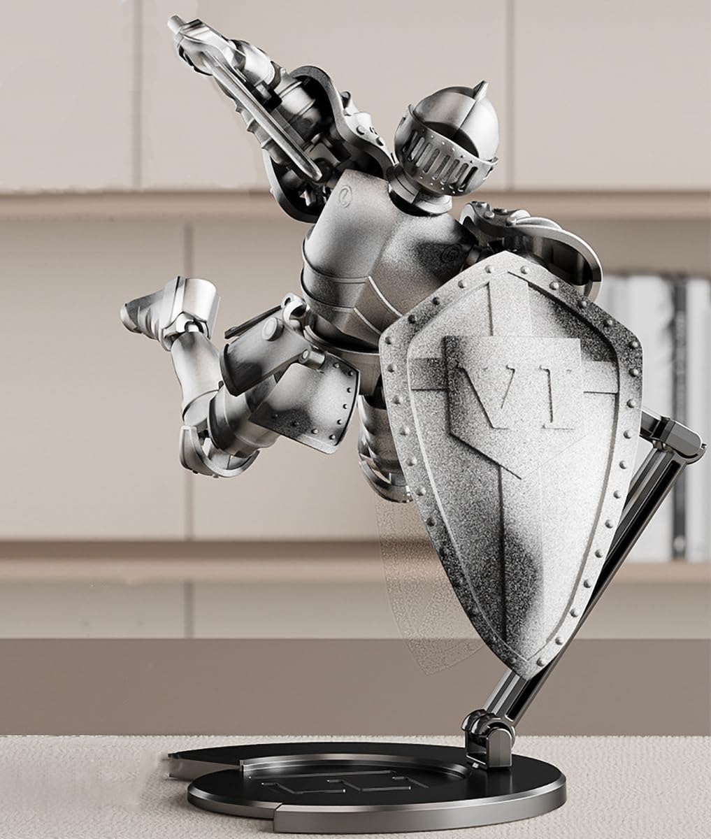 Figurka średniowiecznego rycerza, wieloprzegubowy ruchomy manekin T13, przegubowy robot, model pokazowy wojownika fantasy (wymagany montaż) (srebrna)