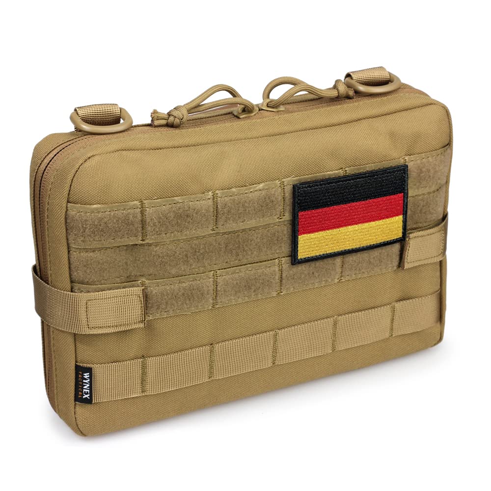 WYNEX Tactical Molle Admin Pouch, Aktualizacja materiału Półukryty zamek na 1000D Wytrzymały nylonowy EDC Etui Narzędzia Torba EMT Utility Map Kieszeń, IFAK Pack zawiera DE Patch Flag