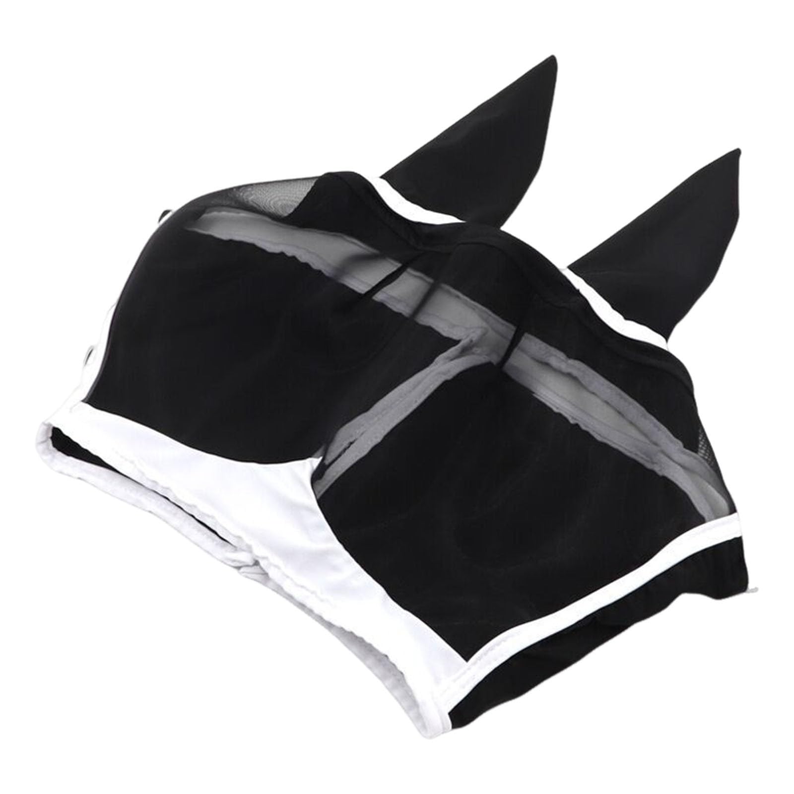 Masque anti-mouches cheval protection nasale UV, couvre-nez maille respirante poney cob shetland, fermeture velcro réglable