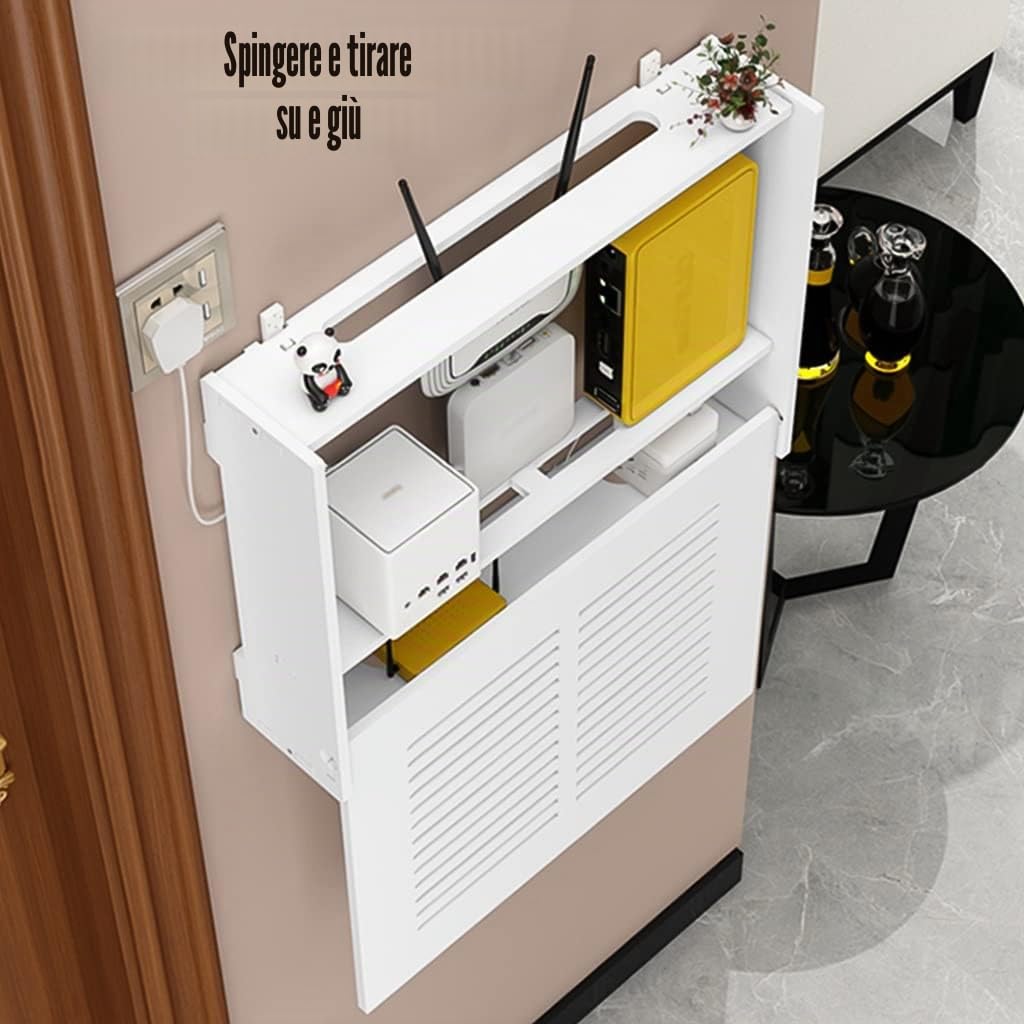 Generic Scatole portaoggetti per router WiFi, mensola flottante da appendere alla parete, scatola in legno con staffa per cavi di alimentazione – Organizza gli oggetti essenziali per casa e ufficio