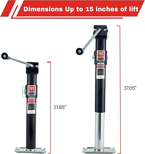 Miniatura 3 de TYT Gato giratorio para remolque de montaje en tubería de soldadura de 5000 libras, gato de lengua vertical de 15 pulgadas para remolques de barco,