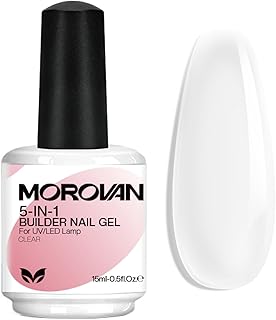 Morovan Builder Gel in a Bottle 5 in 1 Builder Gel for Nails Clear Builder Nail Gel Hard Gel for Nails Extension Gel Builder Gel Nail Kit with Nail File Nail Form