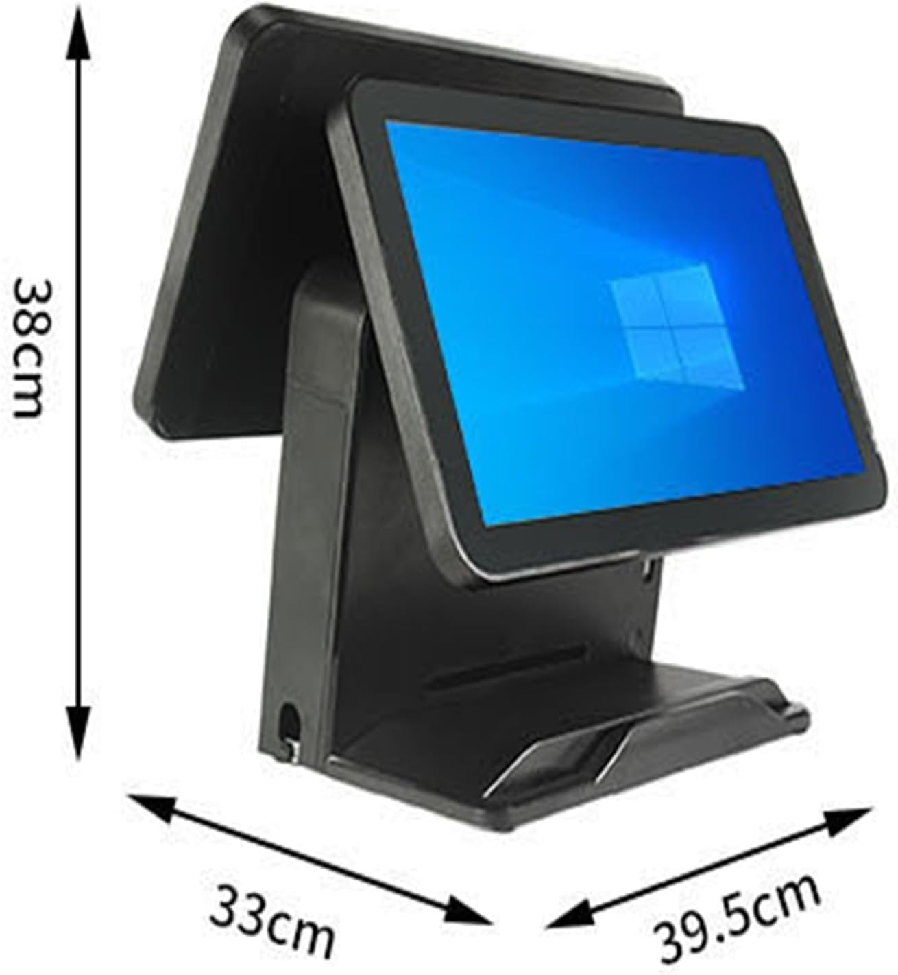 Registratore di Cassa Touchscreen Tutto-in-Uno Doppio Schermo 15,6 Pollici, Pieghevole multiangolo, Sistema POS Windows 4GB RAM 128GB Memoria per Ristorante supermercato Negozio caffetteria Hotel