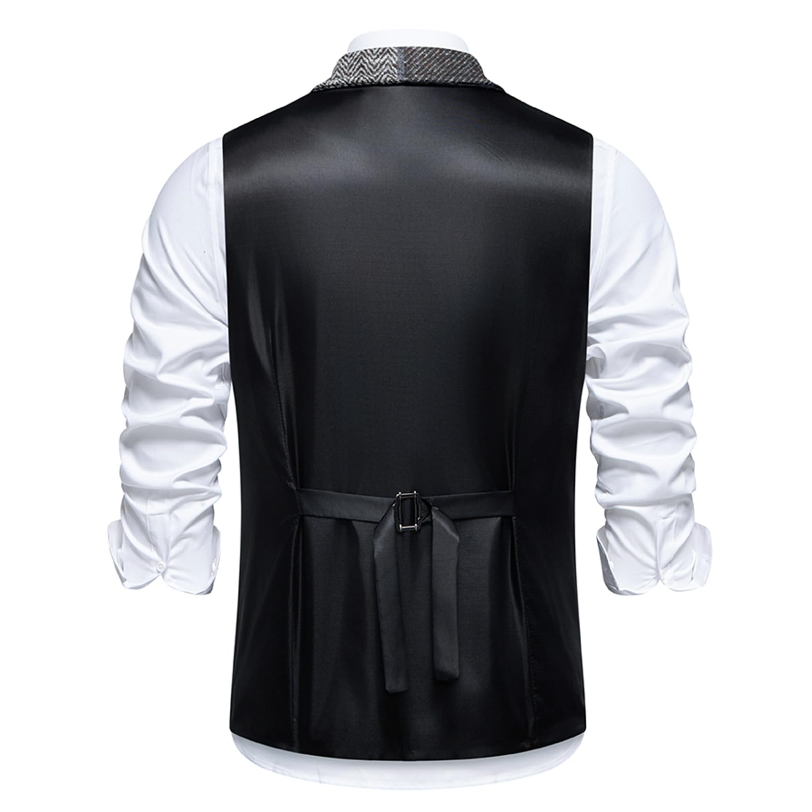 MakingDa Chaleco de traje para hombre, casual, vintage, patchwork, ajustado, cuello en V, con bolsillo