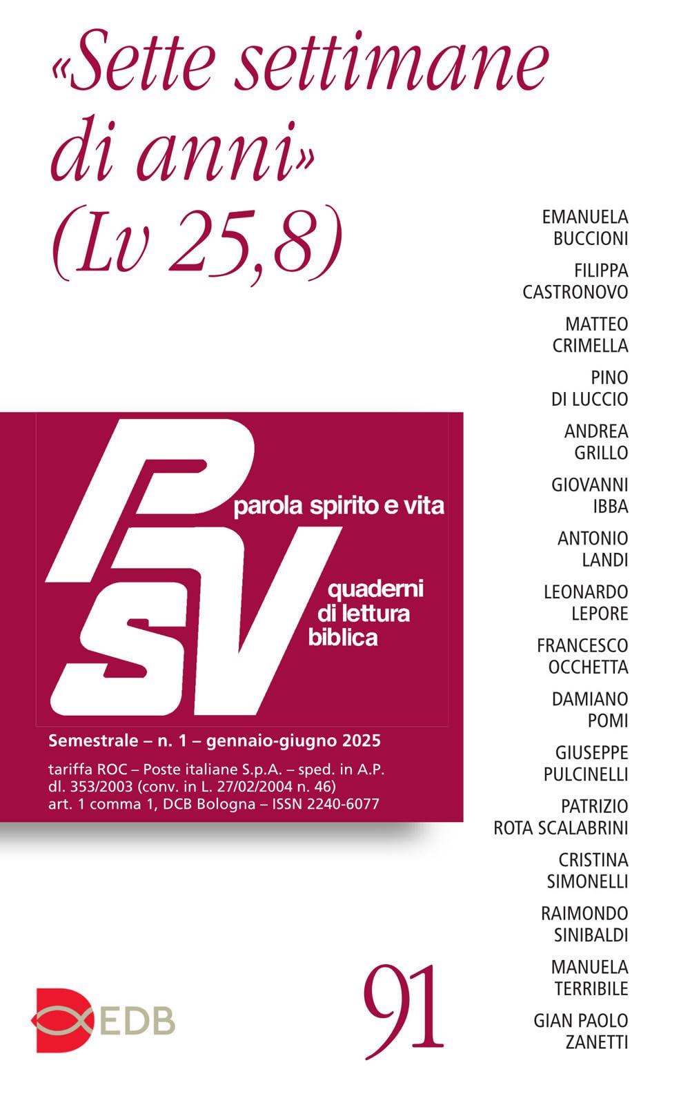 Parola Spirito E Vita. Quaderni Di Lettura Biblica. «Sette Settimane Di Anni» (2025) (Vol. 1) - 4