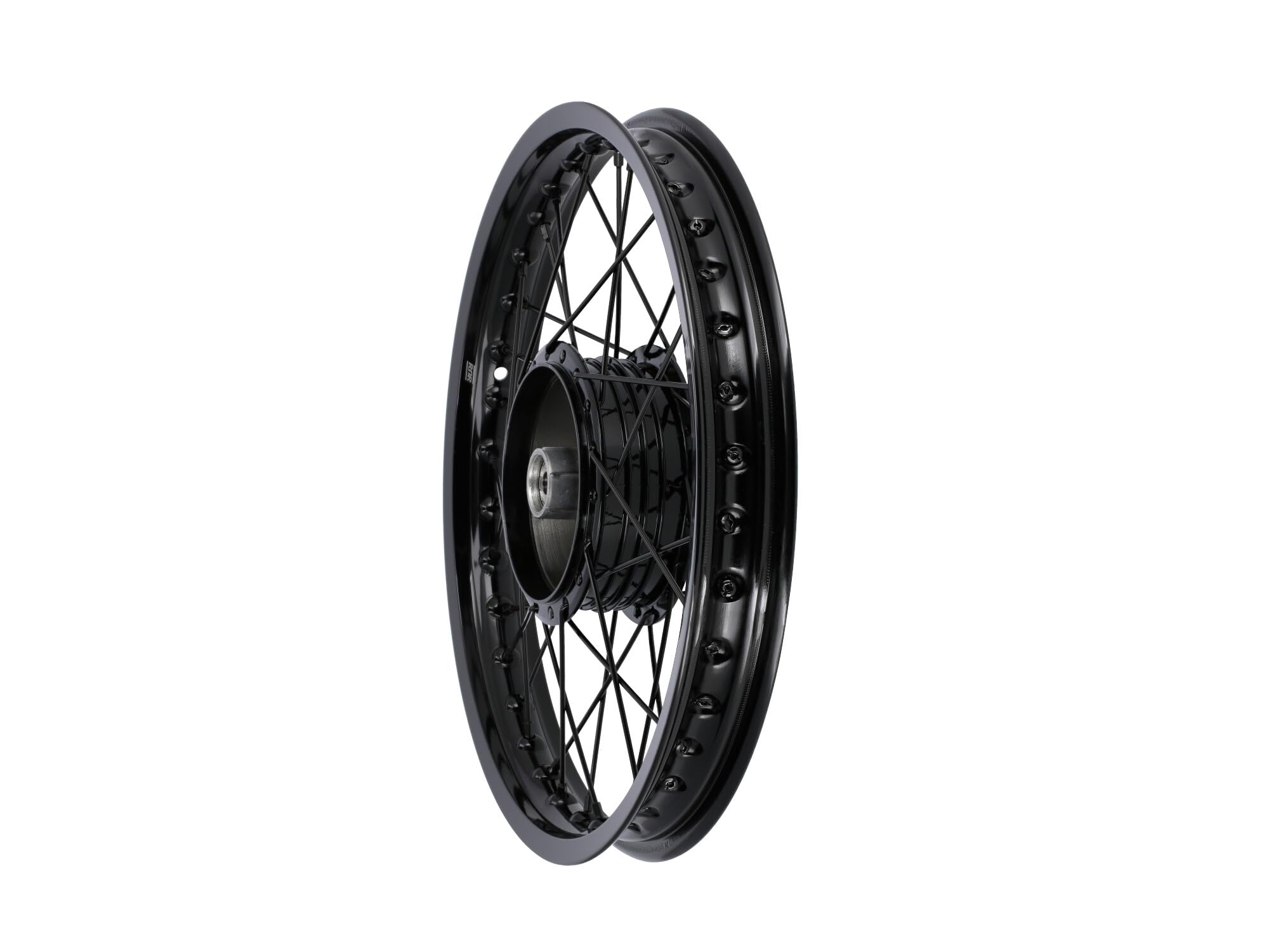 Speichenrad 1,6 x 16" Alufelge, Speichen, Nabe in Schwarz - für Simson S50,
