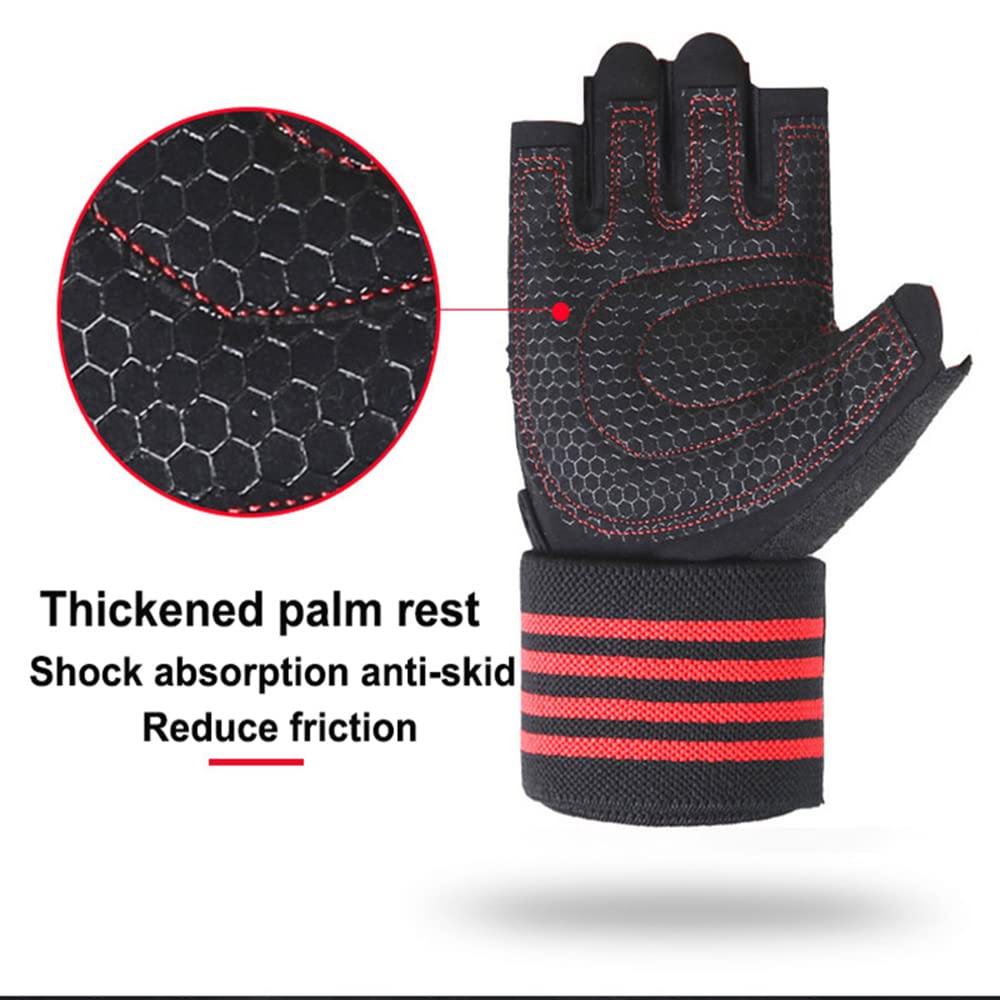 1 par de guantes para mujeres y hombres, guantes de levantamiento de pesas para gimnasio, ejercicio físico, mancuernas, guantes de gimnasio acolchados transpirables y antideslizantes, azul, M