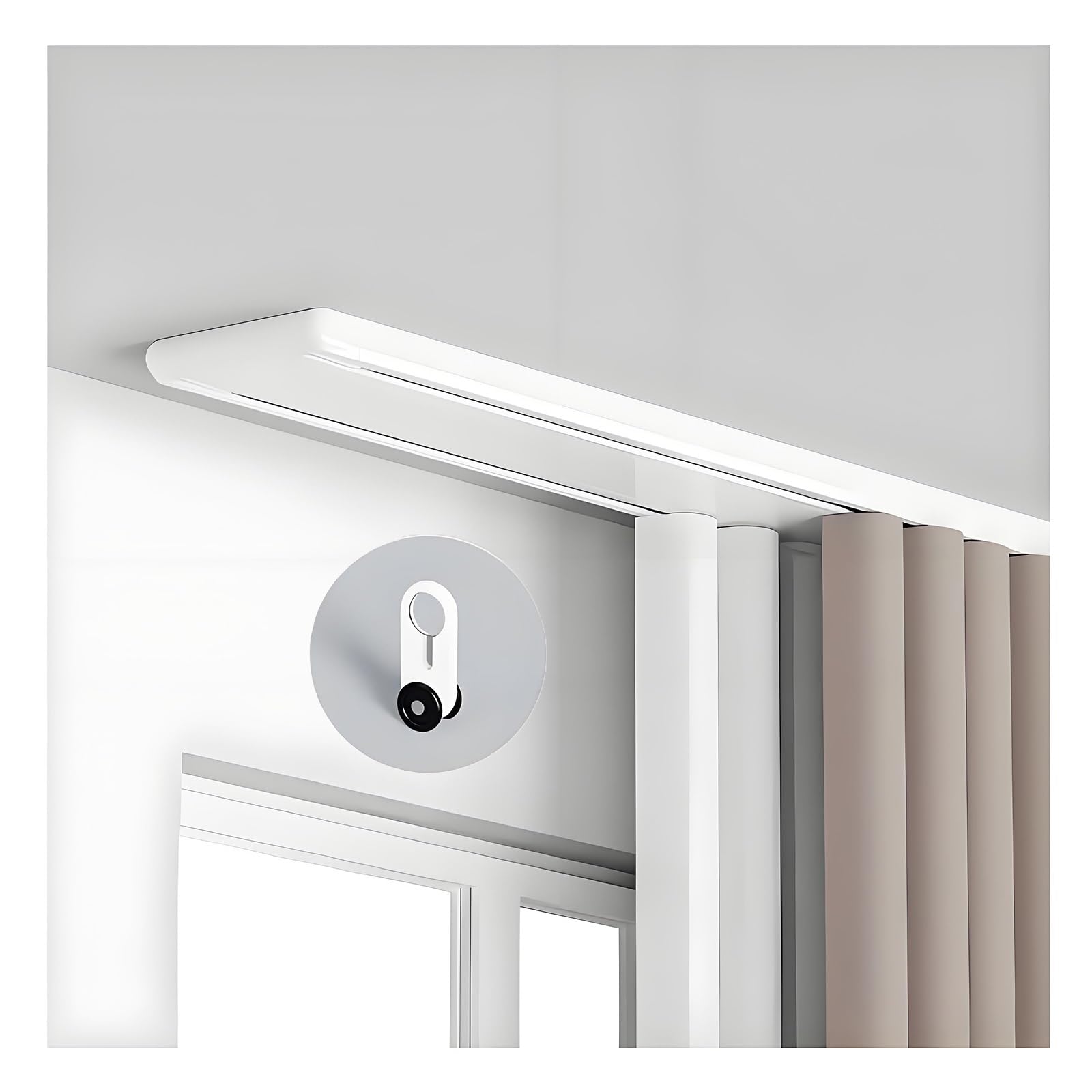 Tringle à rideaux silencieuse à rails à double rangée, Rail de Rideau de Plafond, Aluminium, Séparation de Pièce pour Salon Bureau Chambre, Robuste Facile à Installer(Blanc,1.6m(5.2ft))