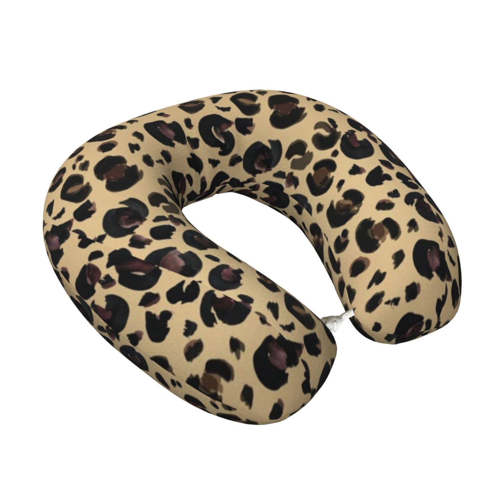 LKYMOH Watercolor Leopard, Travel Neck Pillow U-Shaped Memory Neck Support Soft Comfortable With Washable Cover For Airplane Car Traveling and Office