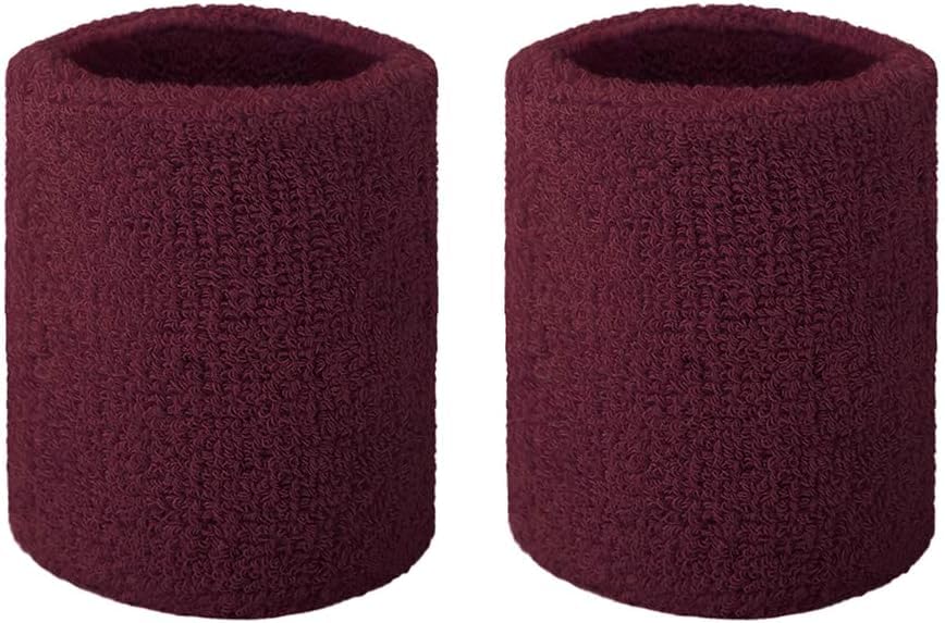 2 Pieces Wrist Sweatbands Sports Wristbands for Football Basketball, Running Athletic Sports (Maroon) (B0CKLZC3YQ) Amazon Price History, Amazon Price Tracker