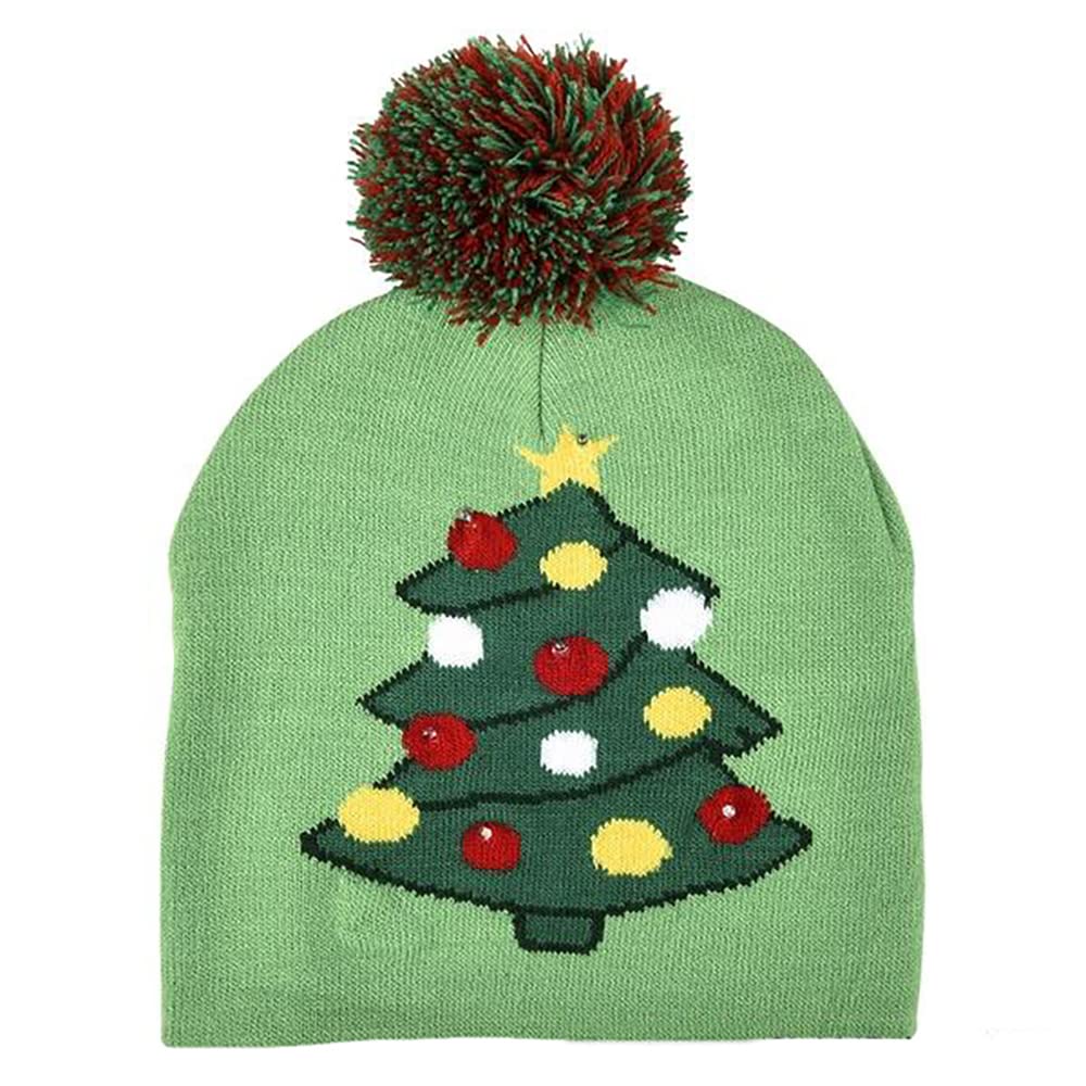 Photo 1 of Light-Up Christmas Santa Hat, Soft Plush, Xmas Hat for Unisex Adults, Festive Party Tree Beanie Hat