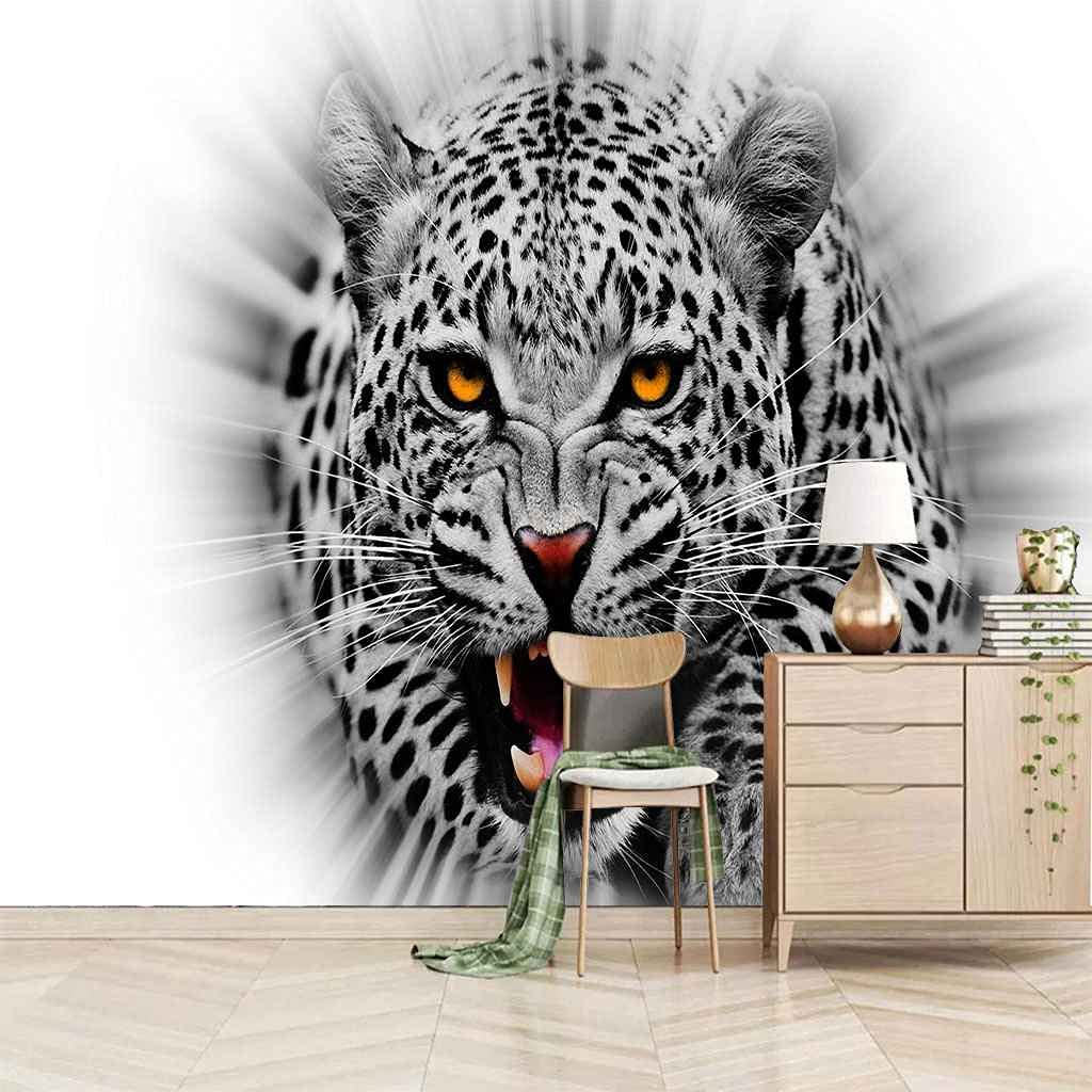 Papier peint photo tigre 3D géant au rendu artistique pour grand salon