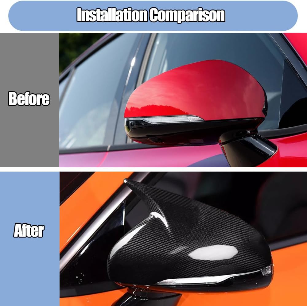 Side Mirror Covers for Kia Stinger 2018 2019 2020 2021 2022 2023 2024 Accessories Accessories Ox Horn Side Mirror Cover Side Door Rearview Mirror Cover Exterior Decoration(Carbon Fiber)