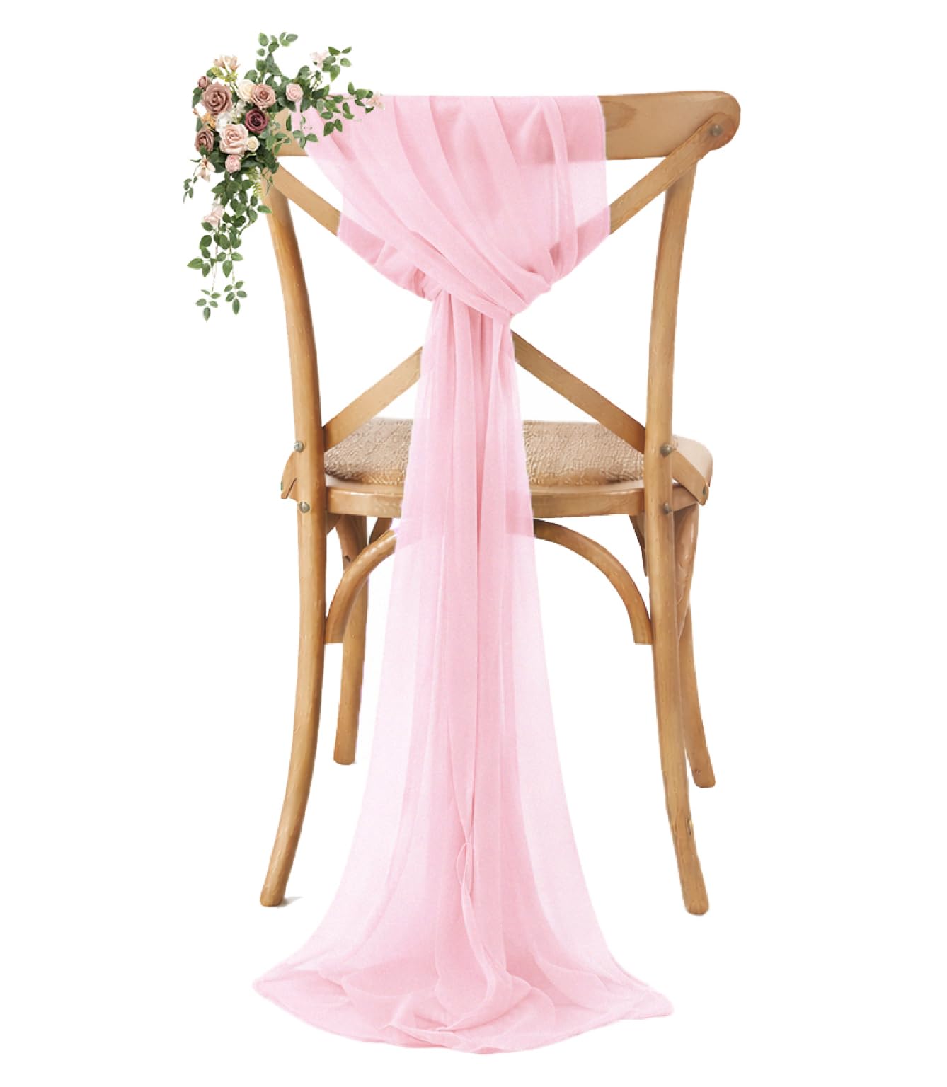VDS Pack of 250, Blush Pink, Sheer Chiffon Chair Sashes Bows Chair Cover Back Tie Ribbon for Wedding Birthday Baby Shower Engagement Ceremony Event Party Banquet Restaurant Dining Chair Decoration