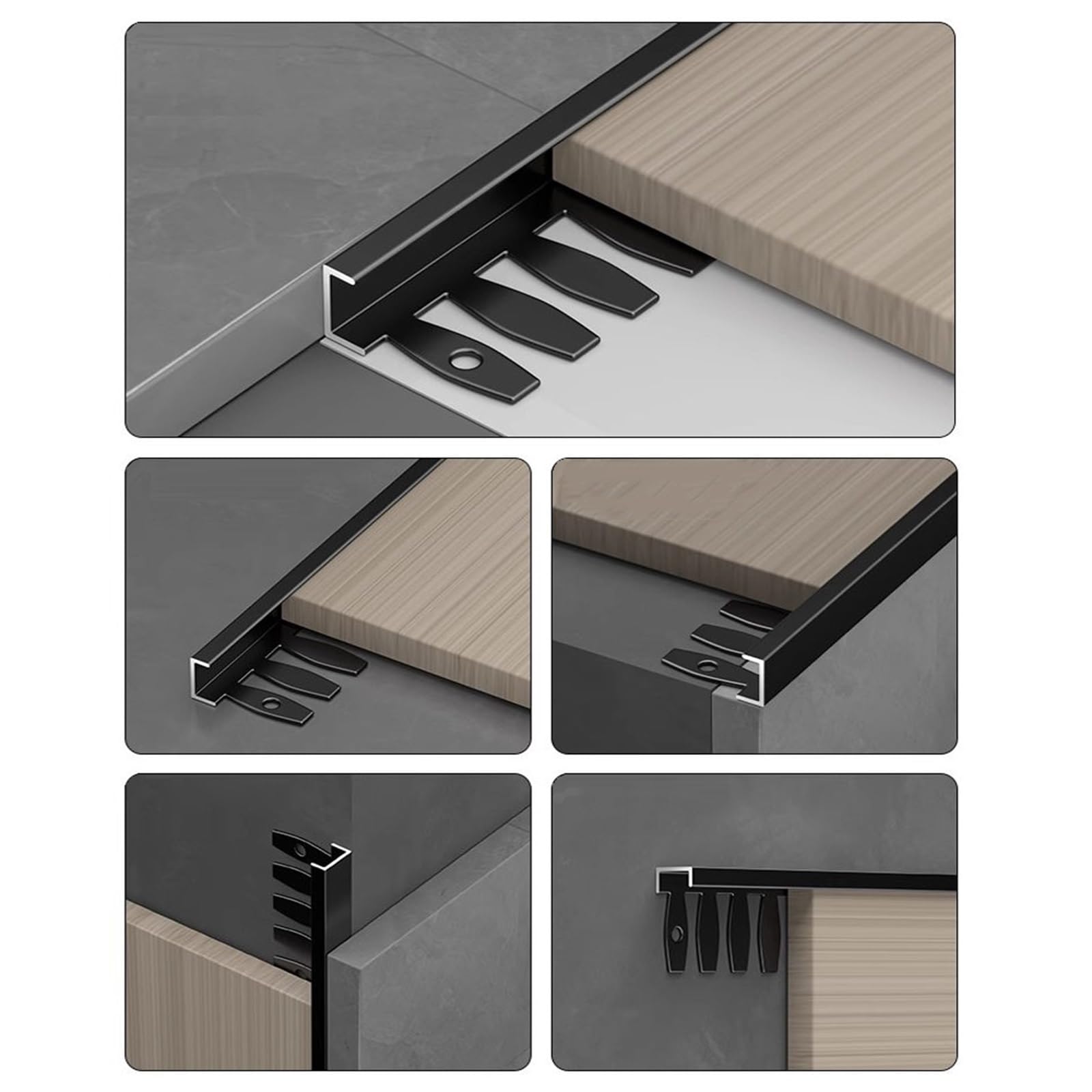Strisce Di Rivestimento Per Pavimenti Per Piastrelle Da Parete E Pavimento - Barre In Alluminio A Forma Di C, Bordo Per Pavimenti, Striscia Divisoria Piatta(Argento,18.0mm)