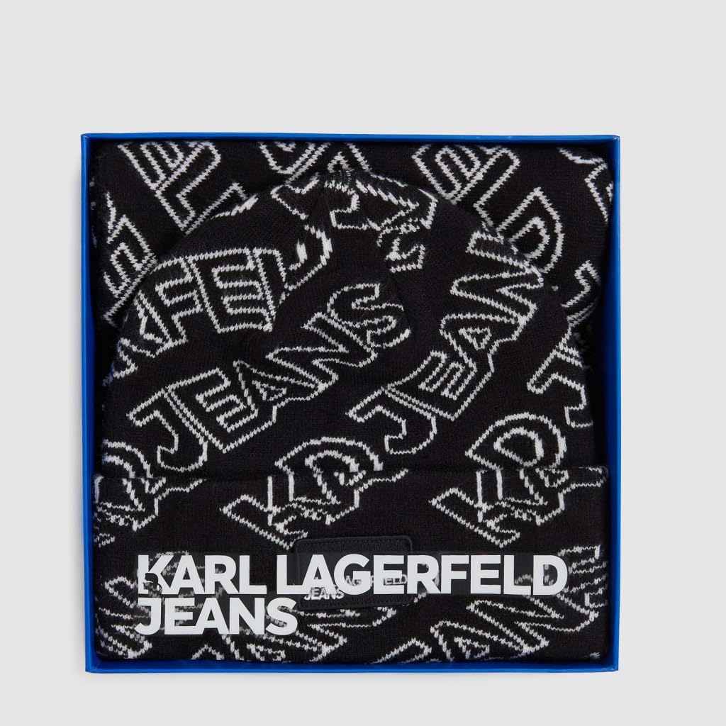 KARL LAGERFELD JEANS Mujer Monogram Scarf Beanie Gp Negro One size