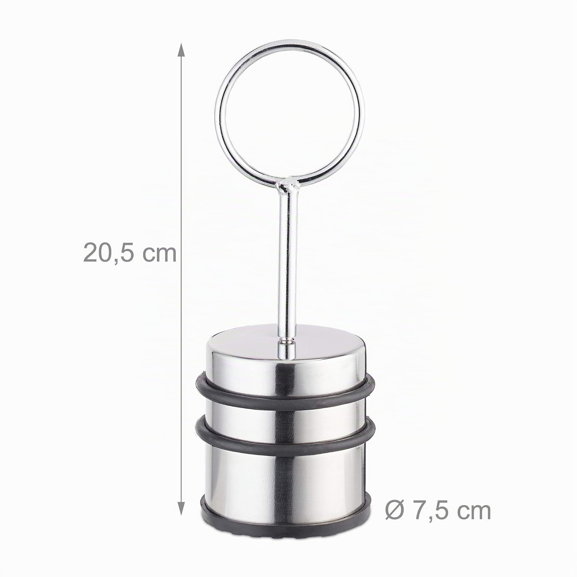 4x Fermaporta con Manico, Massiccio, Gommini Antigraffio, Porte e Finestre, Acciaio Inox, H: 20,5 cm, Argento