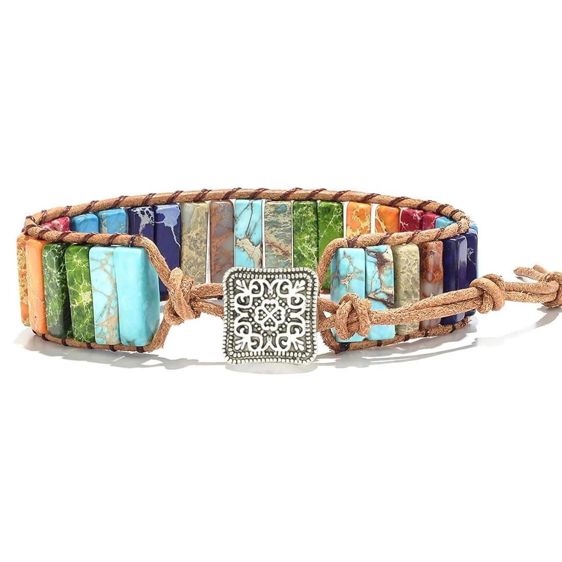 7 Chakra Bracelet,Boho Stone Wrap Beaded Bracelets for Women Jewelry Gift