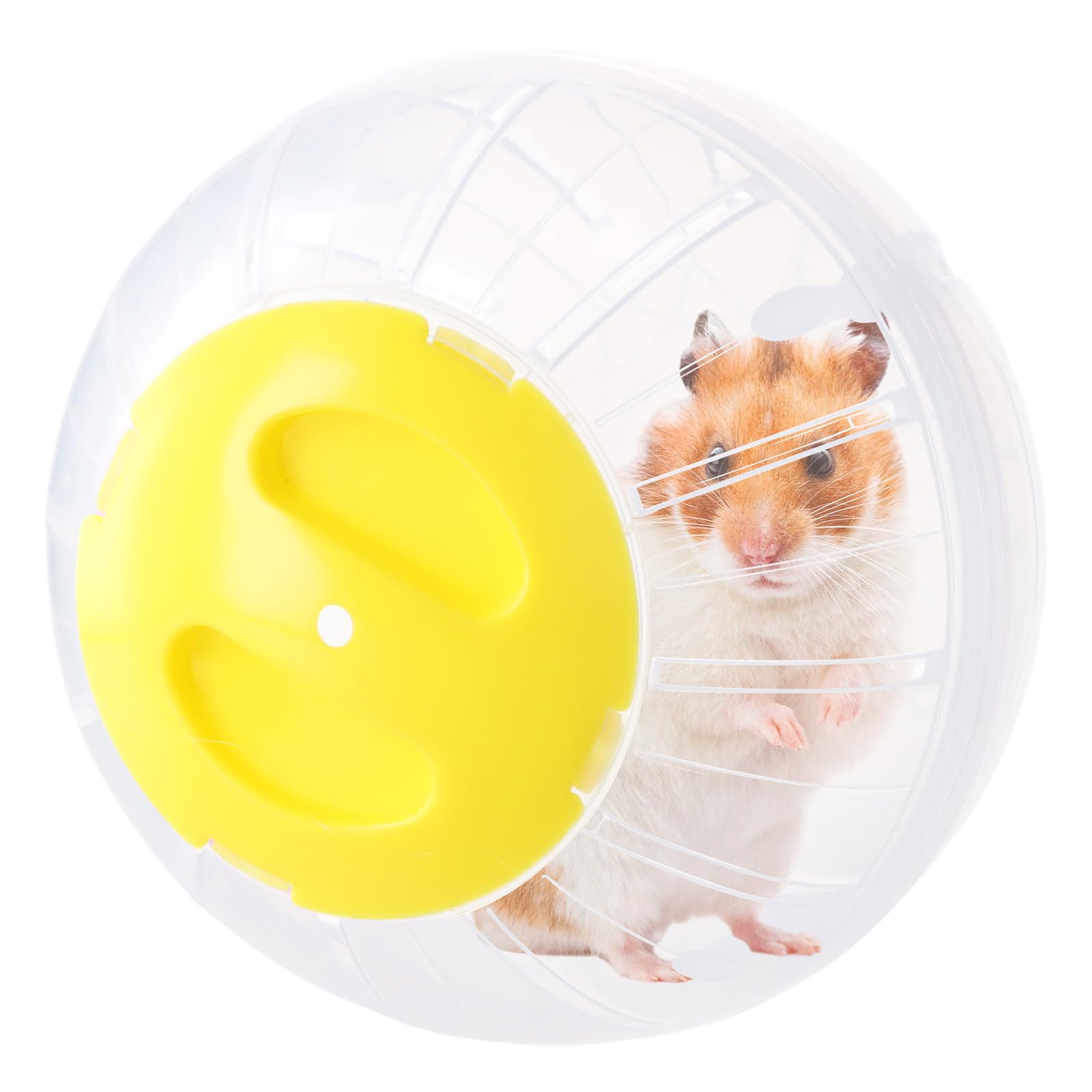 Pelota de Hámster, Transparente Juguete Bola de Hámster, Runball Hamster Plástico, 14,5cm, Bola Hamster Comun Rueda para Roedores, Ratas, Jerbos, Mascota Pequeña Juguete Interactivo (Amarillo)