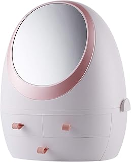 757 Organizer per Trucco 3 cassetti contenitori per Esposizione di Gioielli e Cosmetici Moderni con Specchio Illuminato a LED Porta Cosmetici per vanità e Piano di Lavoro Scatola