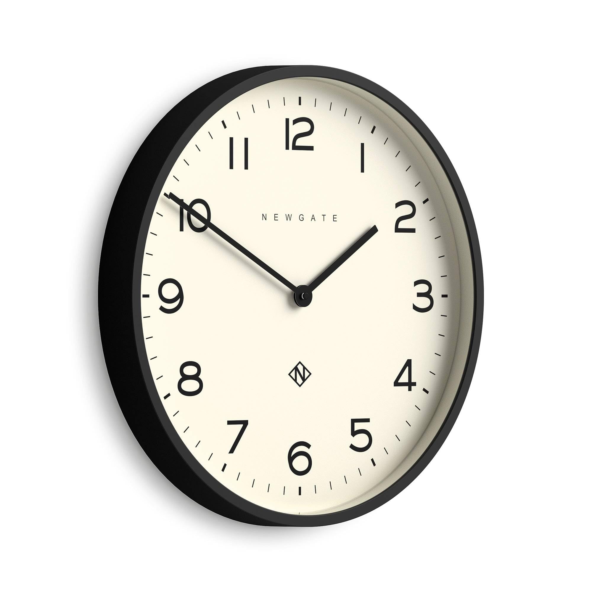 NEWGATE® Number Two Echo Reloj de Pared | Gran Reloj Redondo Moderno | 45cm | Negro | Números fáciles de Leer | Ideal para Cocina, salón u Oficina
