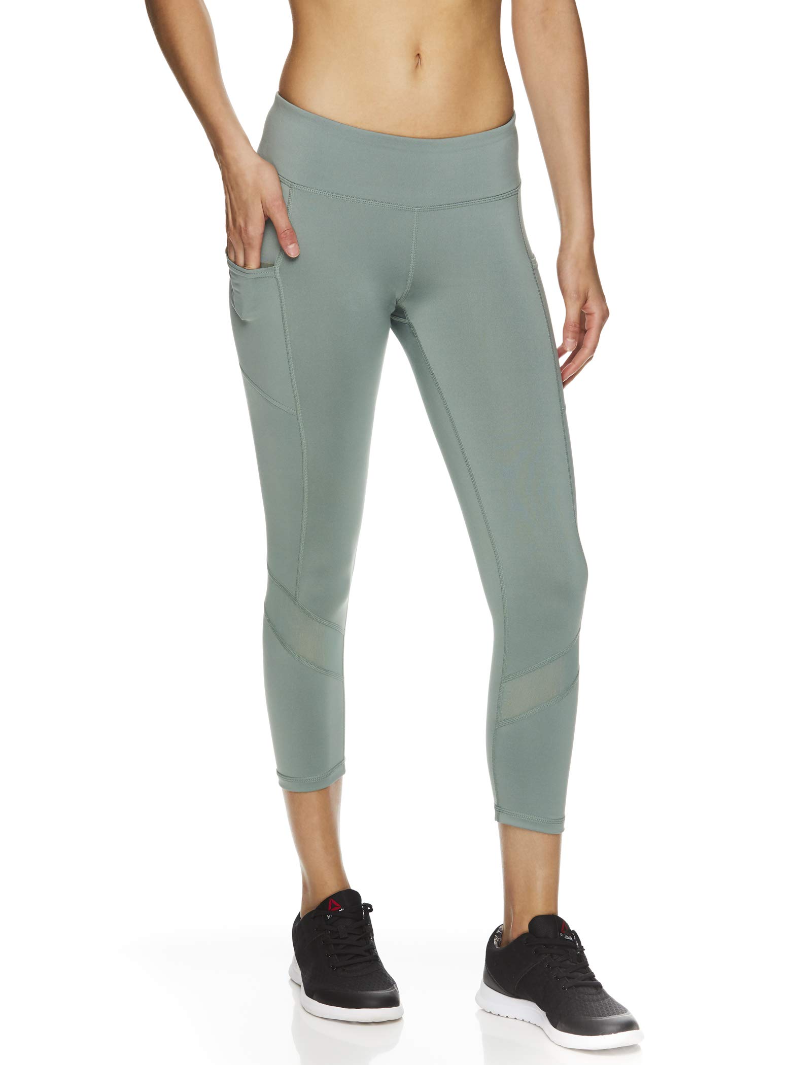 Reebok Womens Aspire Skinny Capri Compression Athletic Pants S995 M/23, Green, Medium