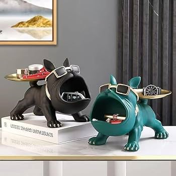 ブルドッグアート＜ブラック＞小物入れ 置物 パレット樹脂収納彫刻 ブルドッグアート置物パレット 樹脂収納 彫刻 部屋の装飾 家の