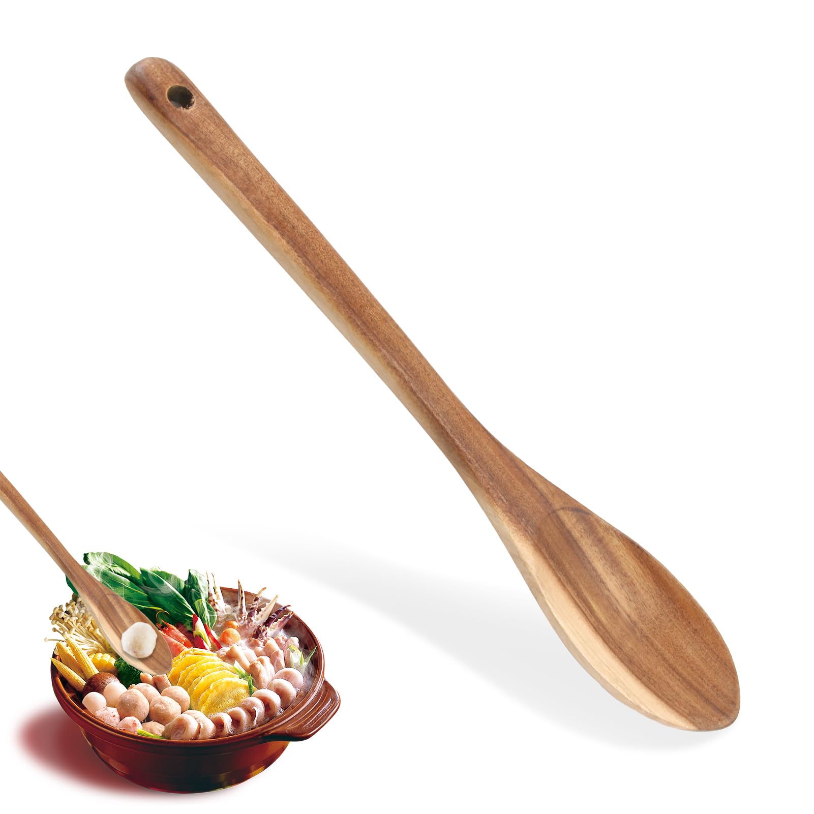 ABOOFAN Cuillère à Vin En Bois à Long Manche Avec Bec Verseur