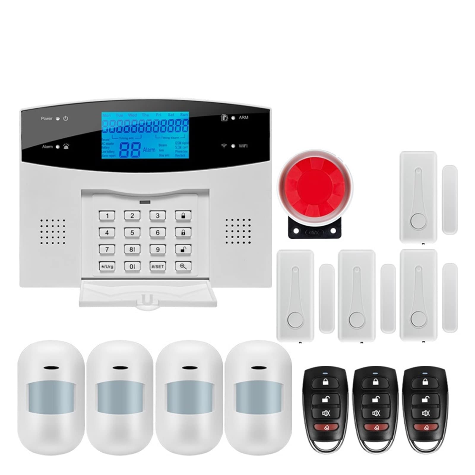 Kit Alarma Casa, Touch cableado e inalámbrico Wifi gsm Alarma de seguridad de ladrones de inicio Intercomitorio de lenguaje