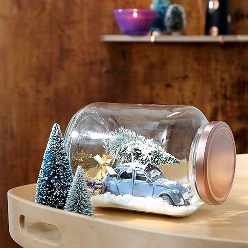 Miniatura 5 de Hagao Mini árboles de nieve helada mini árbol de Navidad, adornos de nieve de invierno de plástico, árboles de mesa para fiestas de vacaciones,